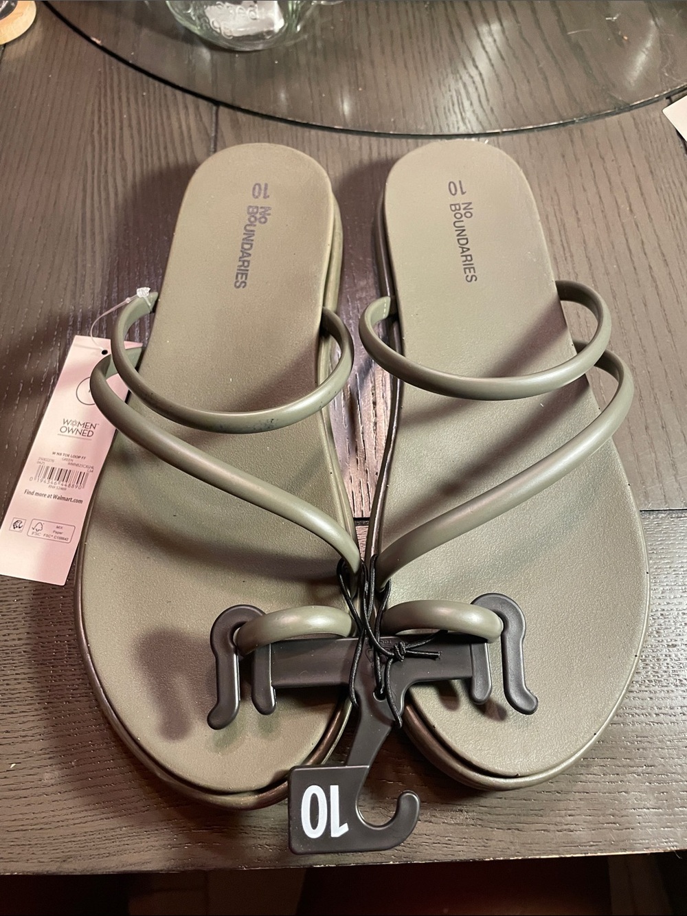 No Boundaries Olive Green Double-Strap Slide Sandals